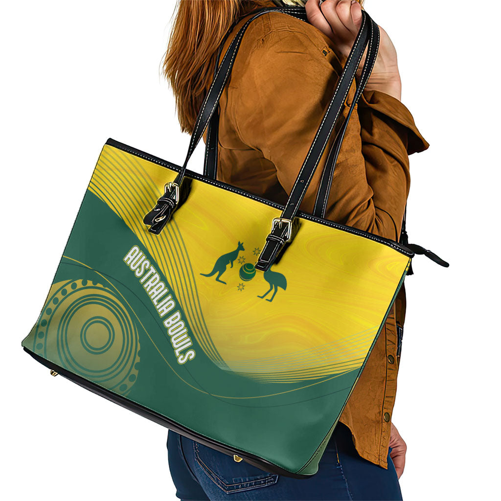 Australia Bowls Leather Tote Bag Basic Marble Glaze - National Color