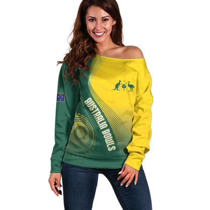 Australia Bowls Personalised Off Shoulder Sweater Basic Marble Glaze - National Color