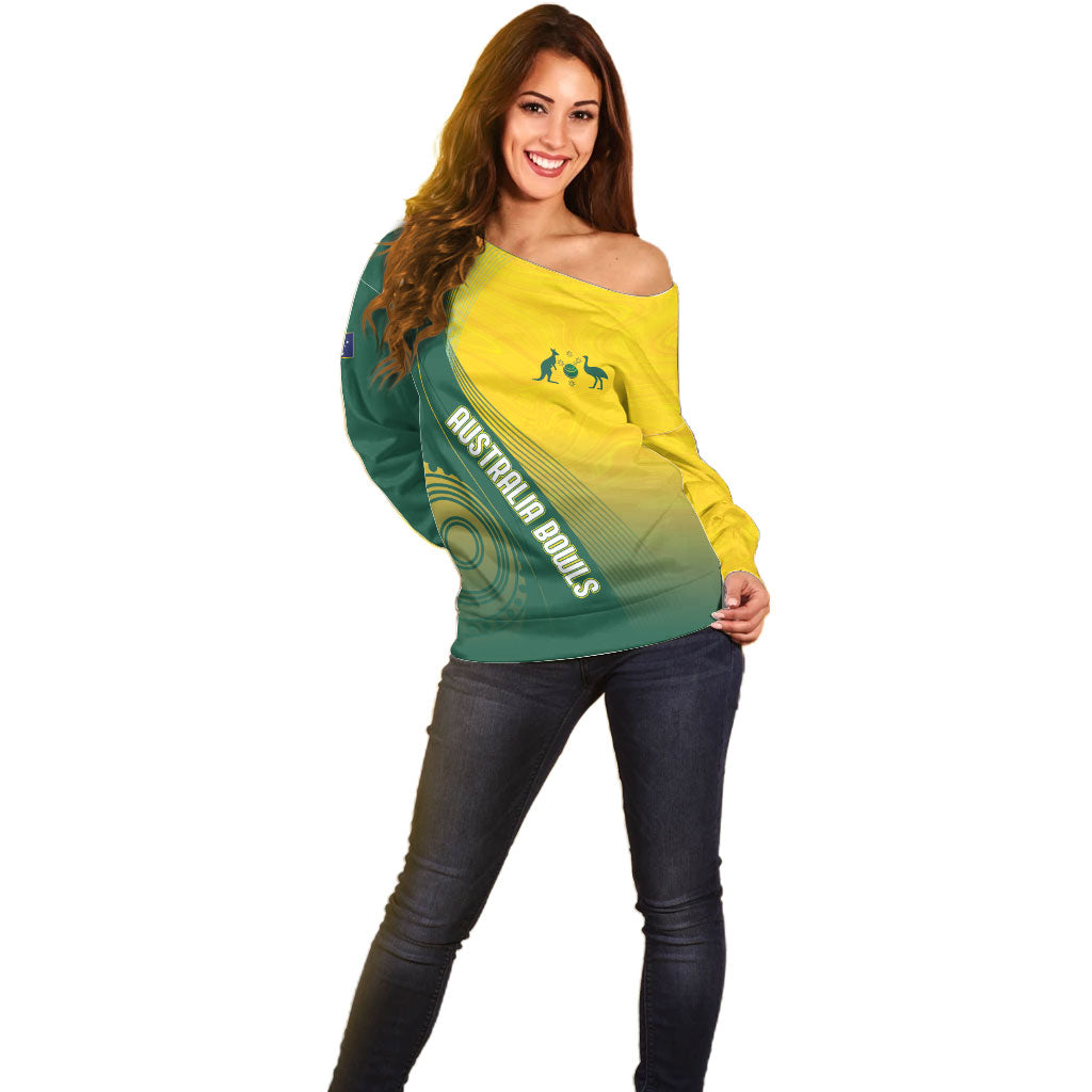 Australia Bowls Personalised Off Shoulder Sweater Basic Marble Glaze - National Color