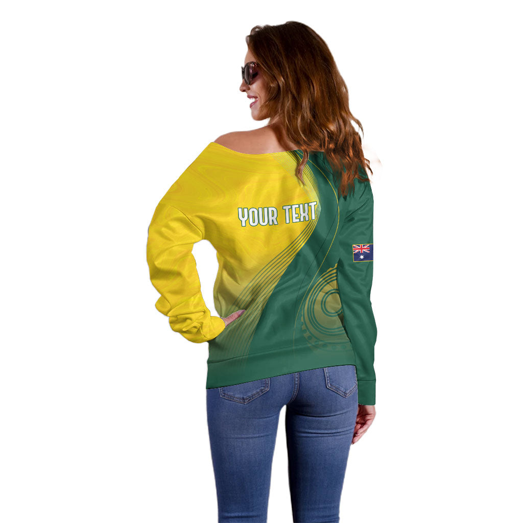 Australia Bowls Personalised Off Shoulder Sweater Basic Marble Glaze - National Color
