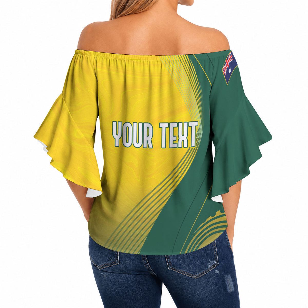 Australia Bowls Personalised Off Shoulder Wrap Waist Top Basic Marble Glaze - National Color