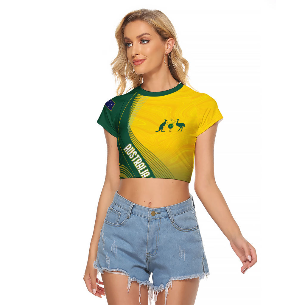 Australia Bowls Personalised Raglan Cropped T Shirt Basic Marble Glaze - National Color