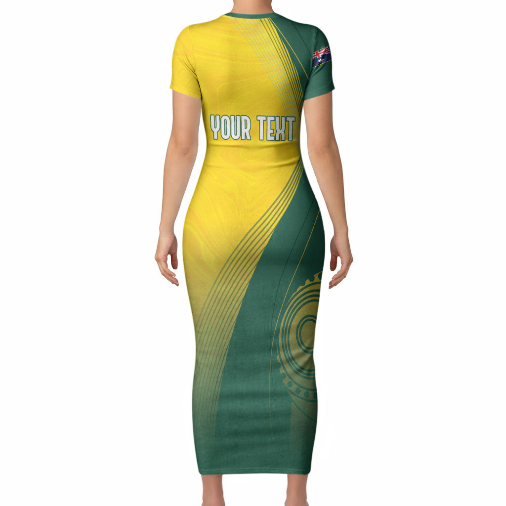 Australia Bowls Personalised Short Sleeve Bodycon Dress Basic Marble Glaze - National Color