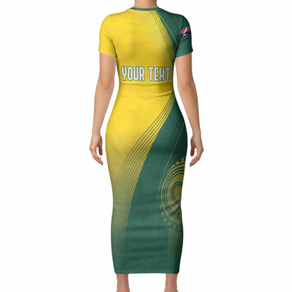 Australia Bowls Personalised Short Sleeve Bodycon Dress Basic Marble Glaze - National Color