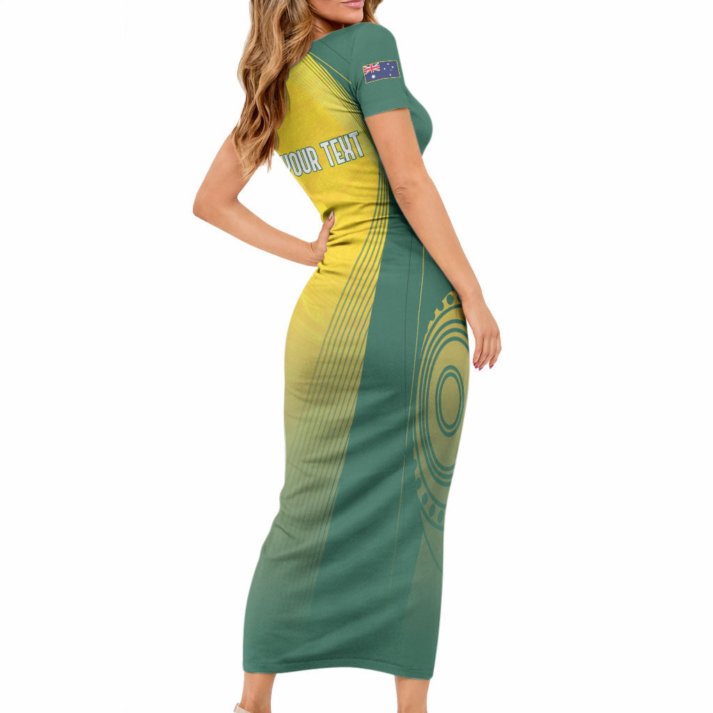 Australia Bowls Personalised Short Sleeve Bodycon Dress Basic Marble Glaze - National Color