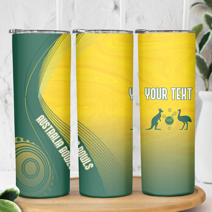 Australia Bowls Personalised Skinny Tumbler Basic Marble Glaze - National Color