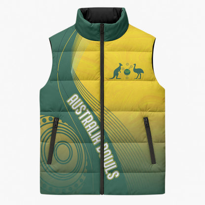 Australia Bowls Personalised Sleeveless Puffer Jacket Basic Marble Glaze - National Color