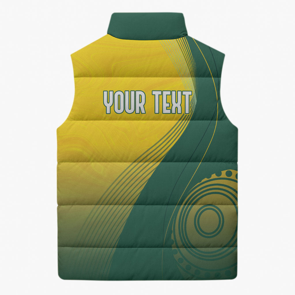 Australia Bowls Personalised Sleeveless Puffer Jacket Basic Marble Glaze - National Color