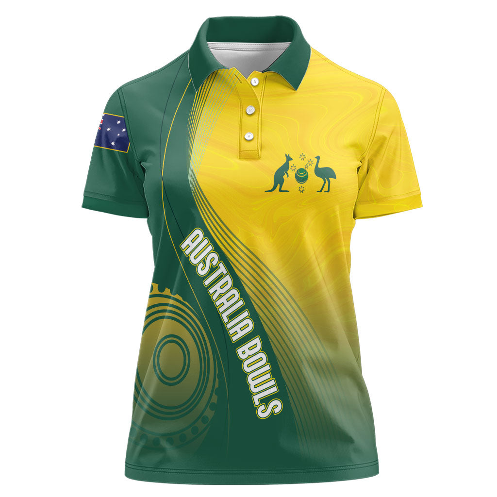 Australia Bowls Personalised Women Polo Shirt Basic Marble Glaze - National Color