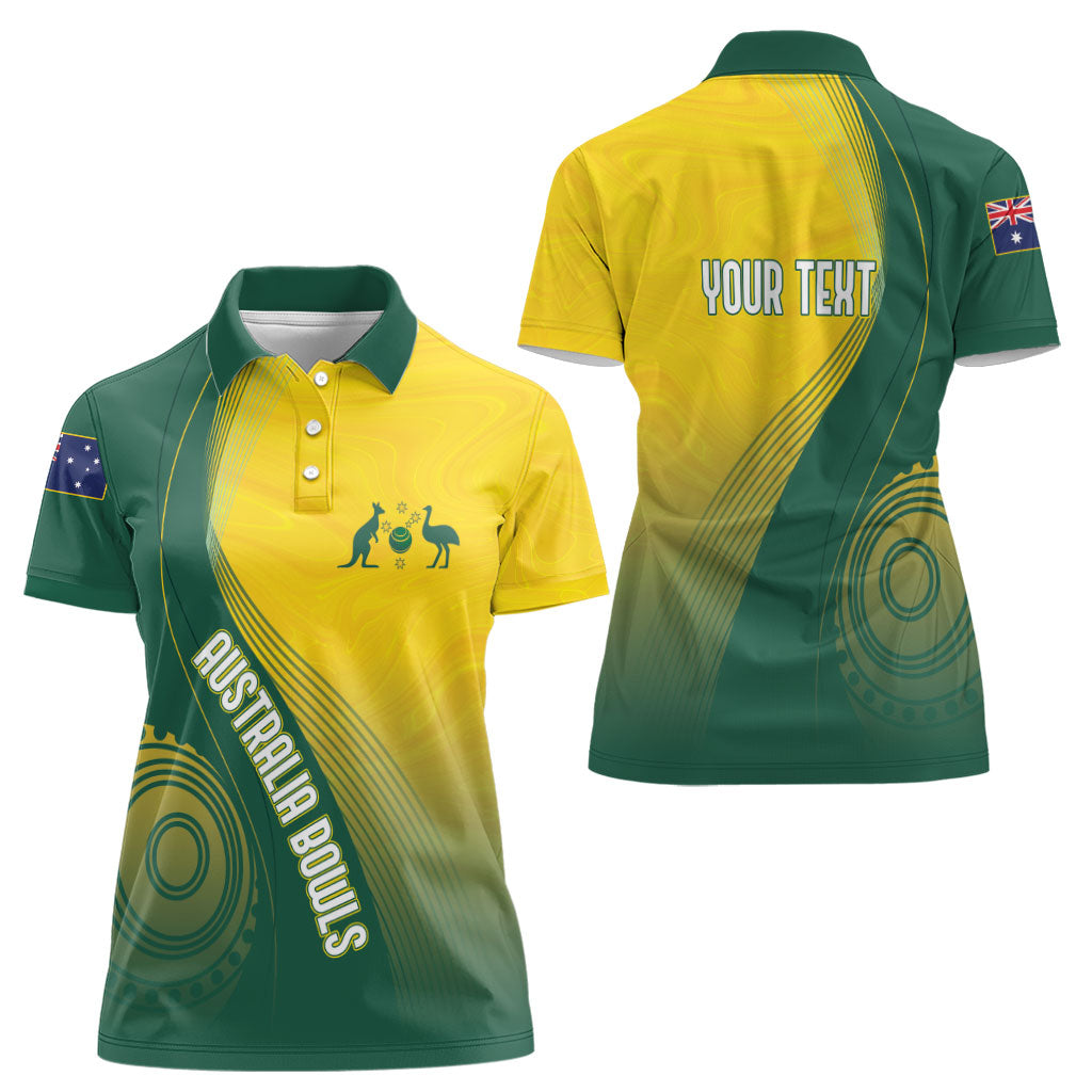 Australia Bowls Personalised Women Polo Shirt Basic Marble Glaze - National Color