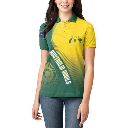 Australia Bowls Personalised Women Polo Shirt Basic Marble Glaze - National Color