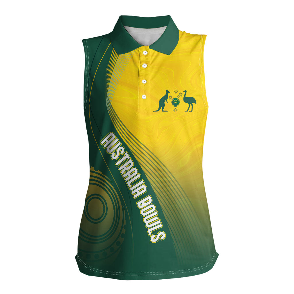 Australia Bowls Personalised Women Sleeveless Polo Shirt Basic Marble Glaze - National Color