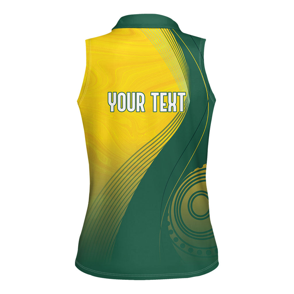 Australia Bowls Personalised Women Sleeveless Polo Shirt Basic Marble Glaze - National Color