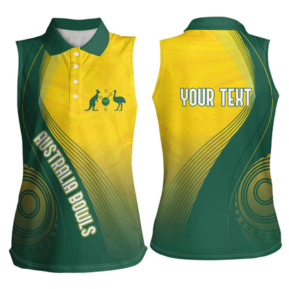 Australia Bowls Personalised Women Sleeveless Polo Shirt Basic Marble Glaze - National Color