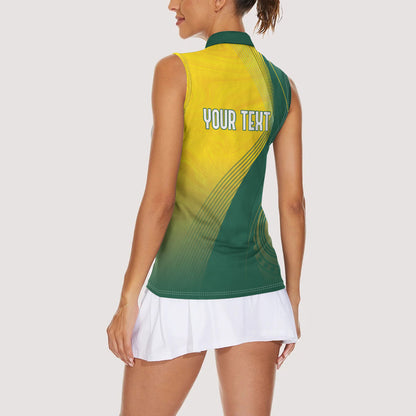 Australia Bowls Personalised Women Sleeveless Polo Shirt Basic Marble Glaze - National Color