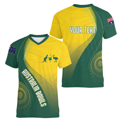 Australia Bowls Personalised Women V-Neck T-Shirt Basic Marble Glaze - National Color