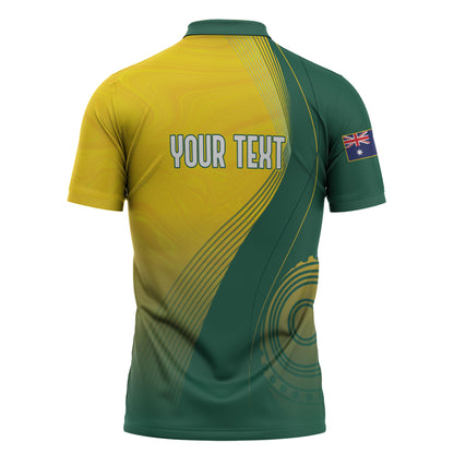 Australia Bowls Personalised Zipper Polo Shirt Basic Marble Glaze - National Color