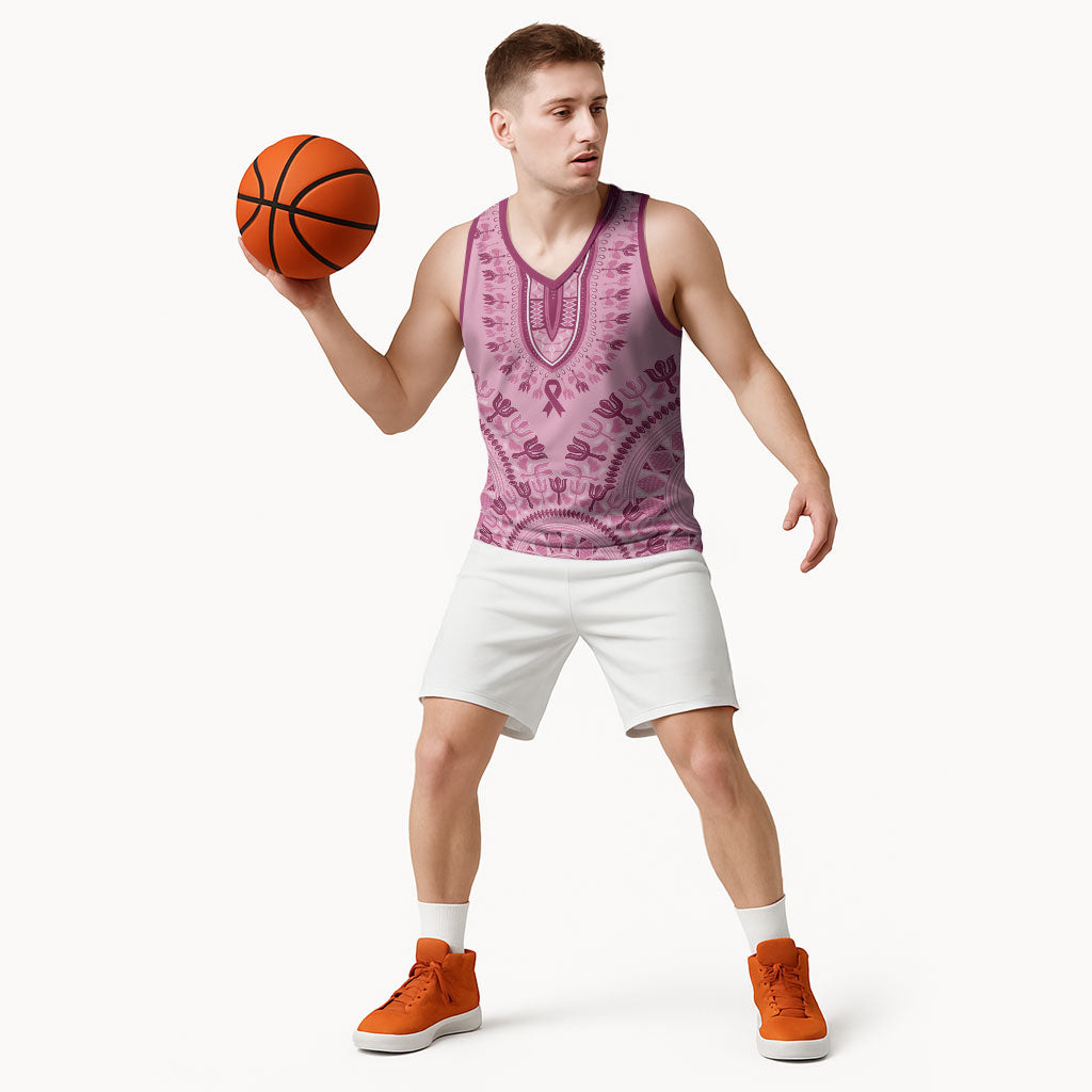 Dashiki Glamorous Pink Basketball Jersey Breast Cancer Fighter