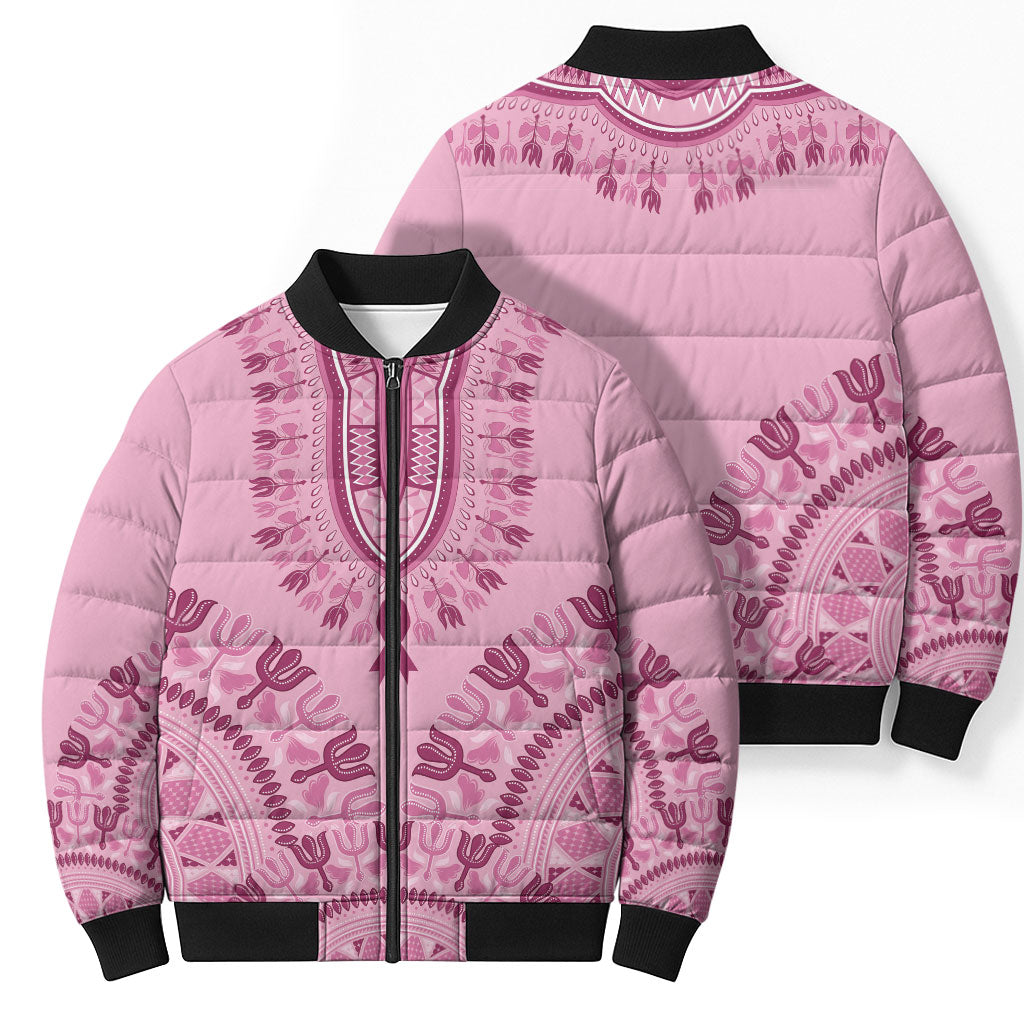Dashiki Glamorous Pink Bomber Puffer Jacket Breast Cancer Fighter