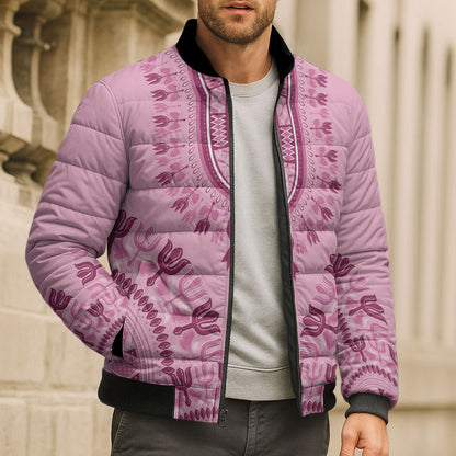 Dashiki Glamorous Pink Bomber Puffer Jacket Breast Cancer Fighter