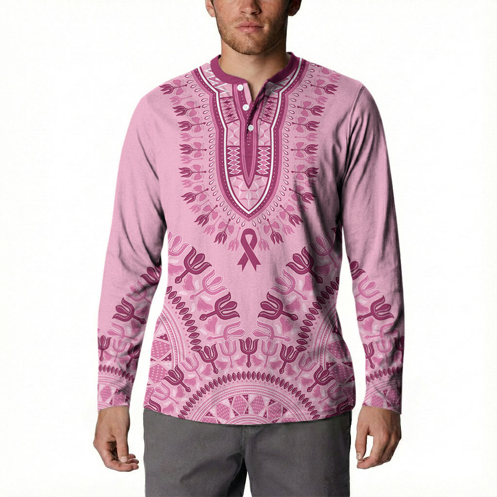 Dashiki Glamorous Pink Button Sweatshirt Breast Cancer Fighter