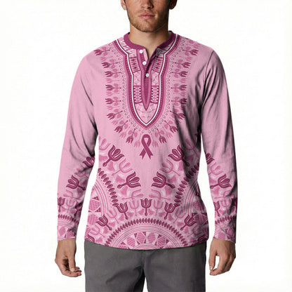 Dashiki Glamorous Pink Button Sweatshirt Breast Cancer Fighter