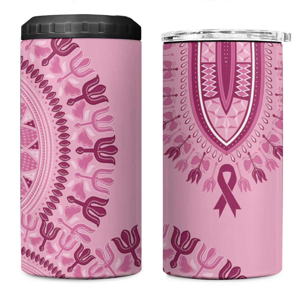 Dashiki Glamorous Pink 4 in 1 Can Cooler Tumbler Breast Cancer Fighter