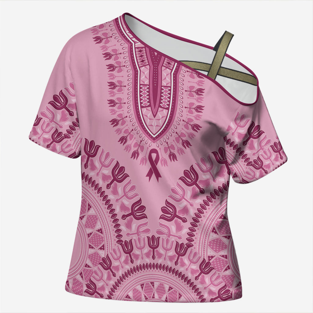 Dashiki Glamorous Pink Cross Shoulder Shirt Breast Cancer Fighter