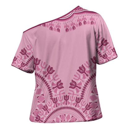 Dashiki Glamorous Pink Cross Shoulder Shirt Breast Cancer Fighter
