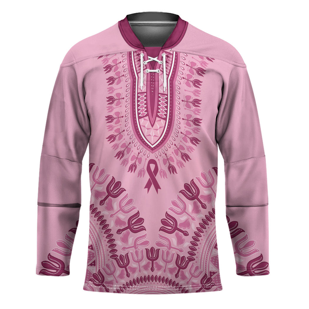 Dashiki Glamorous Pink Hockey Jersey Breast Cancer Fighter