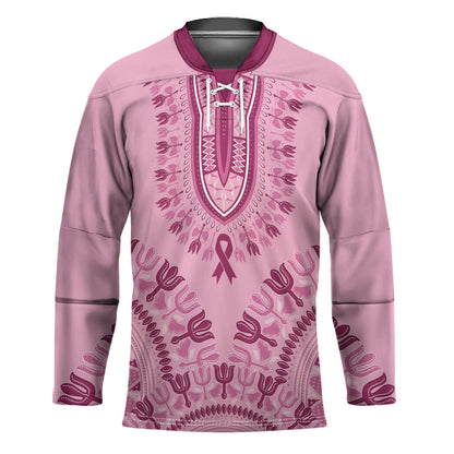 Dashiki Glamorous Pink Hockey Jersey Breast Cancer Fighter