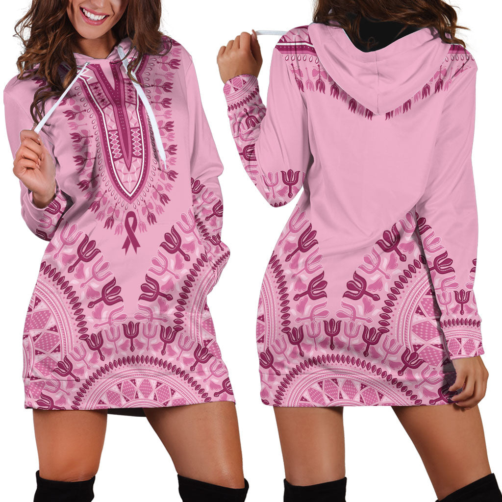 Dashiki Glamorous Pink Hoodie Dress Breast Cancer Fighter