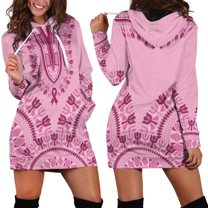 Dashiki Glamorous Pink Hoodie Dress Breast Cancer Fighter