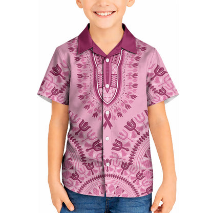Dashiki Glamorous Pink Kid Hawaiian Shirt Breast Cancer Fighter