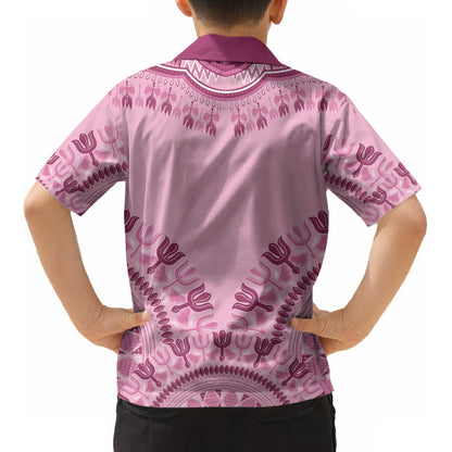 Dashiki Glamorous Pink Kid Hawaiian Shirt Breast Cancer Fighter