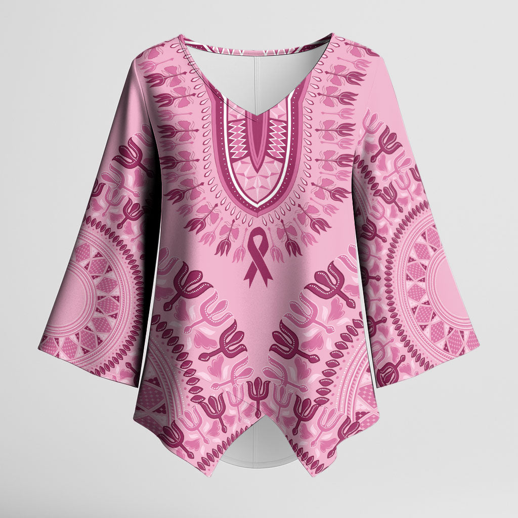 Dashiki Glamorous Pink Kimono Sleeve Blouse Breast Cancer Fighter