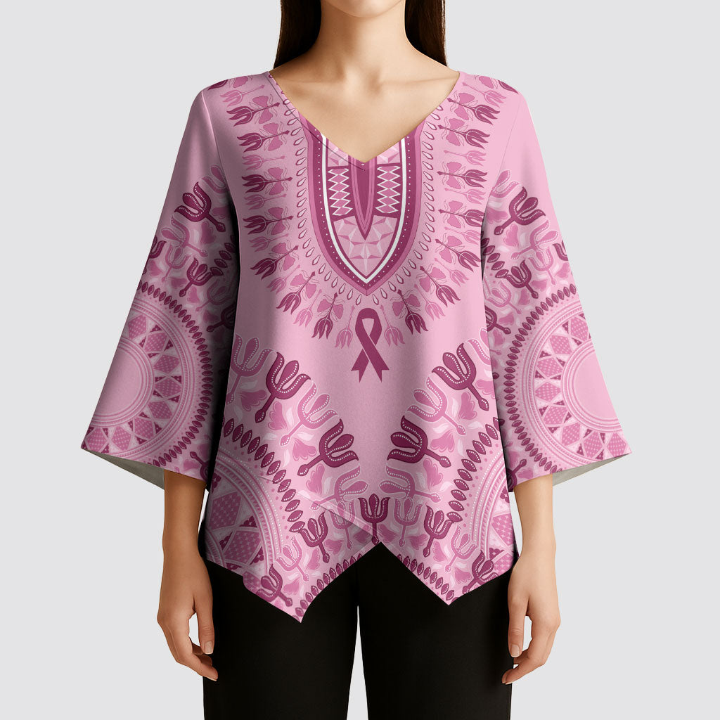 Dashiki Glamorous Pink Kimono Sleeve Blouse Breast Cancer Fighter