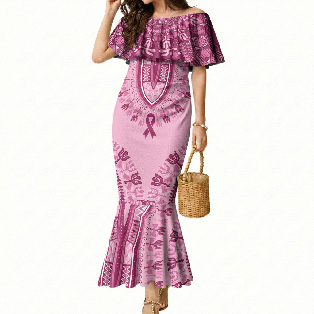 Dashiki Glamorous Pink Mermaid Dress Breast Cancer Fighter