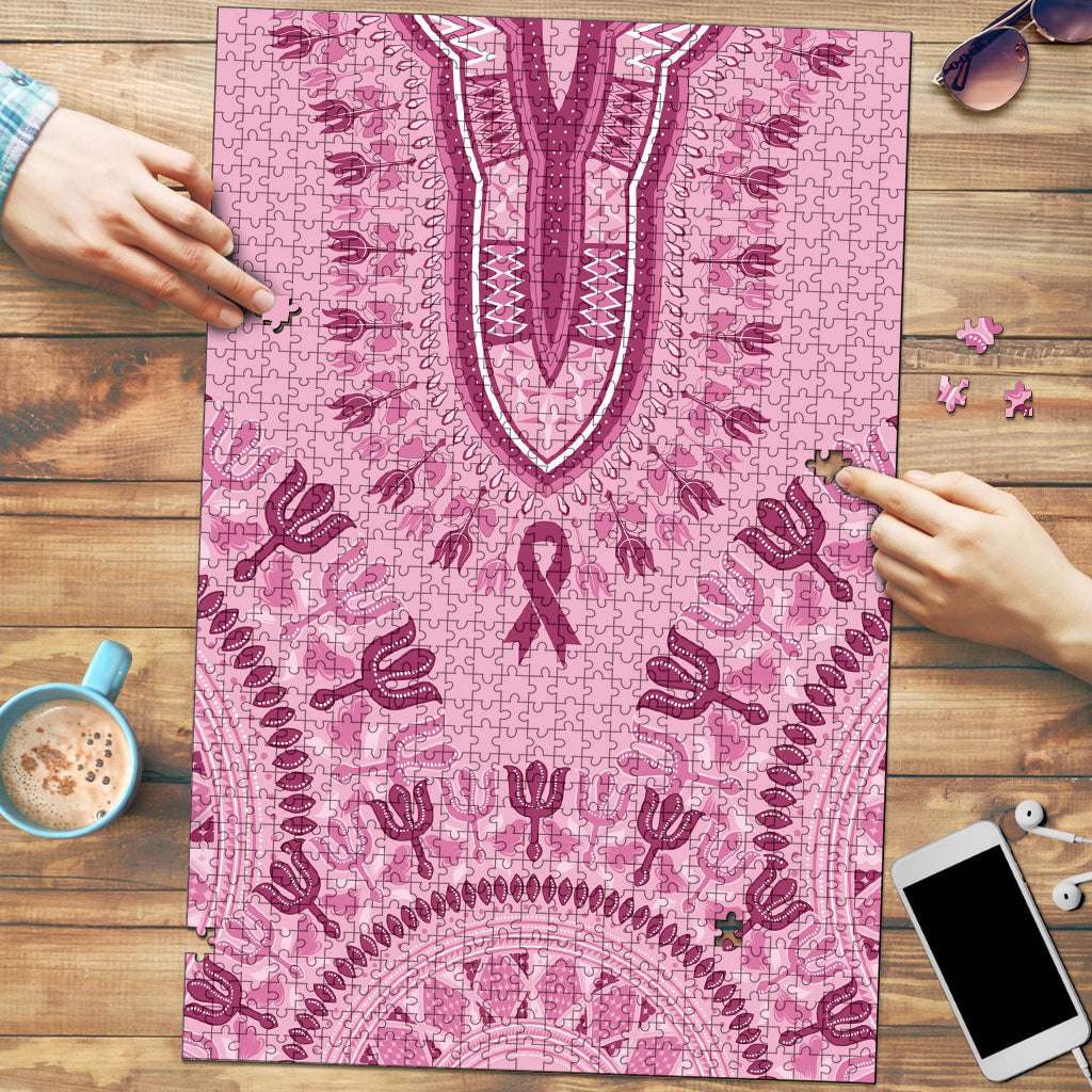 Dashiki Glamorous Pink Puzzle Breast Cancer Fighter