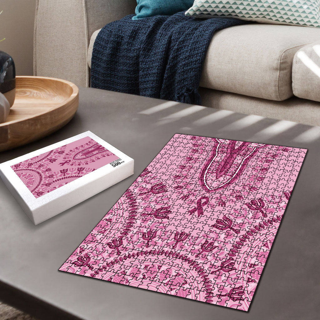 Dashiki Glamorous Pink Puzzle Breast Cancer Fighter