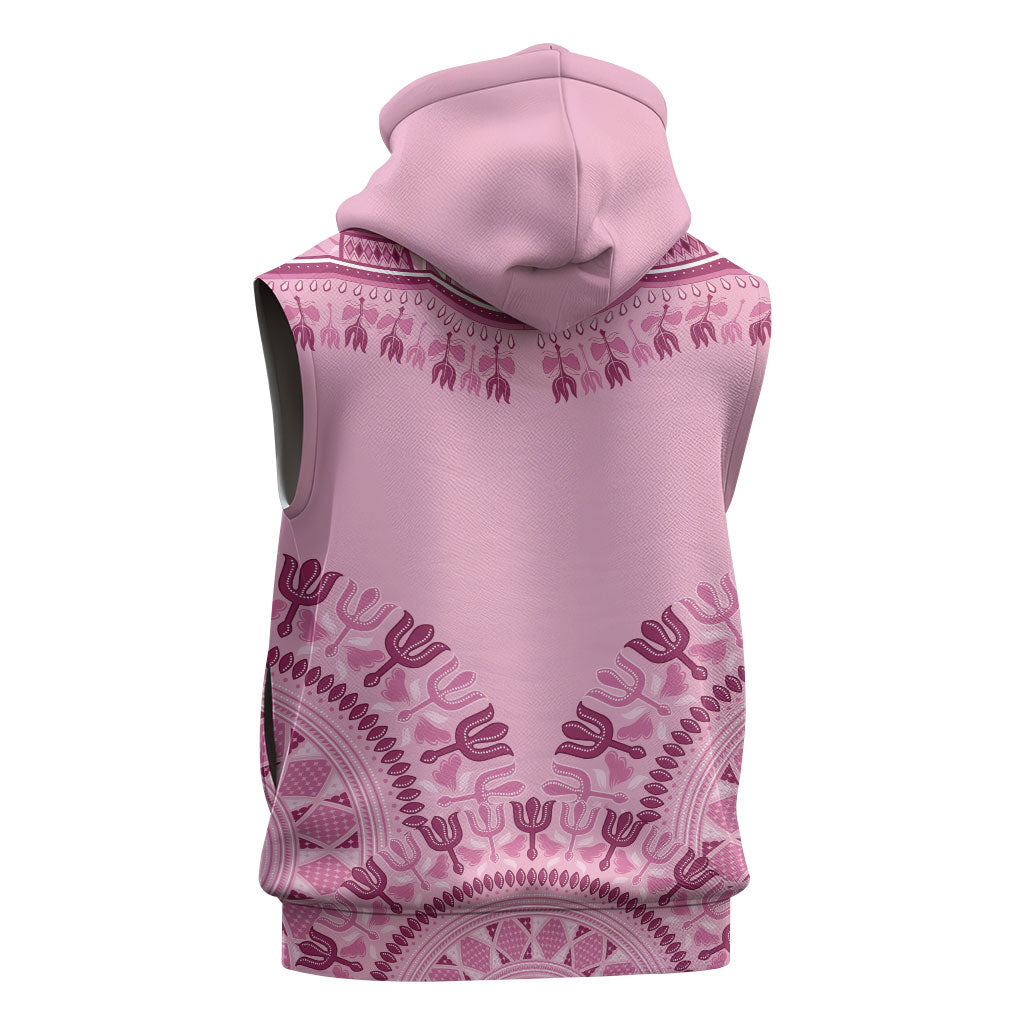 Dashiki Glamorous Pink Sleeveless Zip Hoodie Breast Cancer Fighter