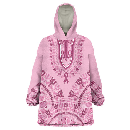 Dashiki Glamorous Pink Wearable Blanket Hoodie Breast Cancer Fighter
