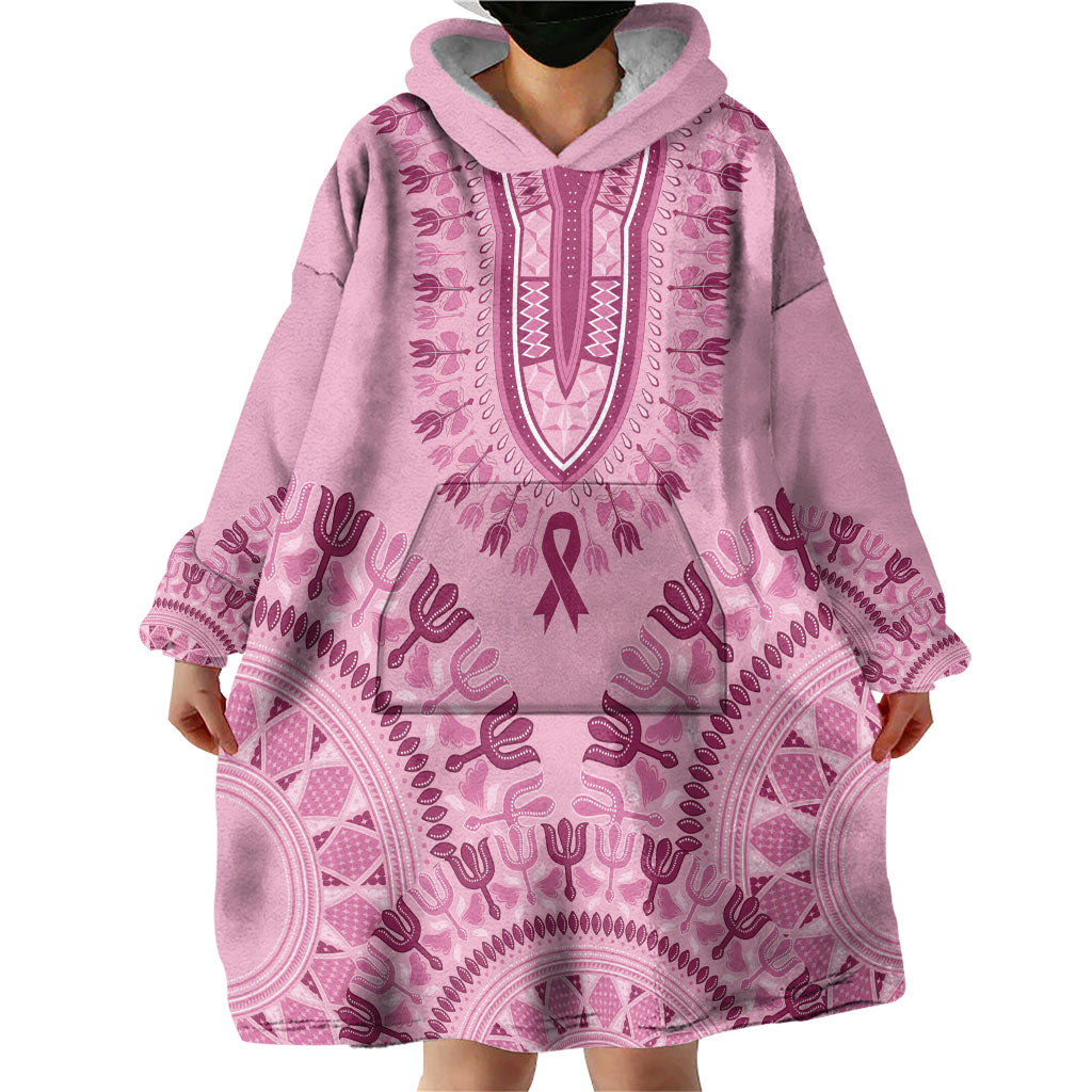 Dashiki Glamorous Pink Wearable Blanket Hoodie Breast Cancer Fighter