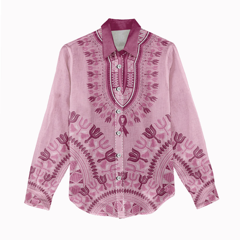 Dashiki Glamorous Pink Women Casual Shirt Breast Cancer Fighter