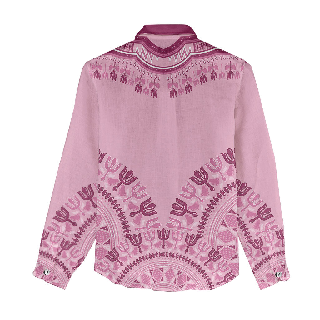 Dashiki Glamorous Pink Women Casual Shirt Breast Cancer Fighter