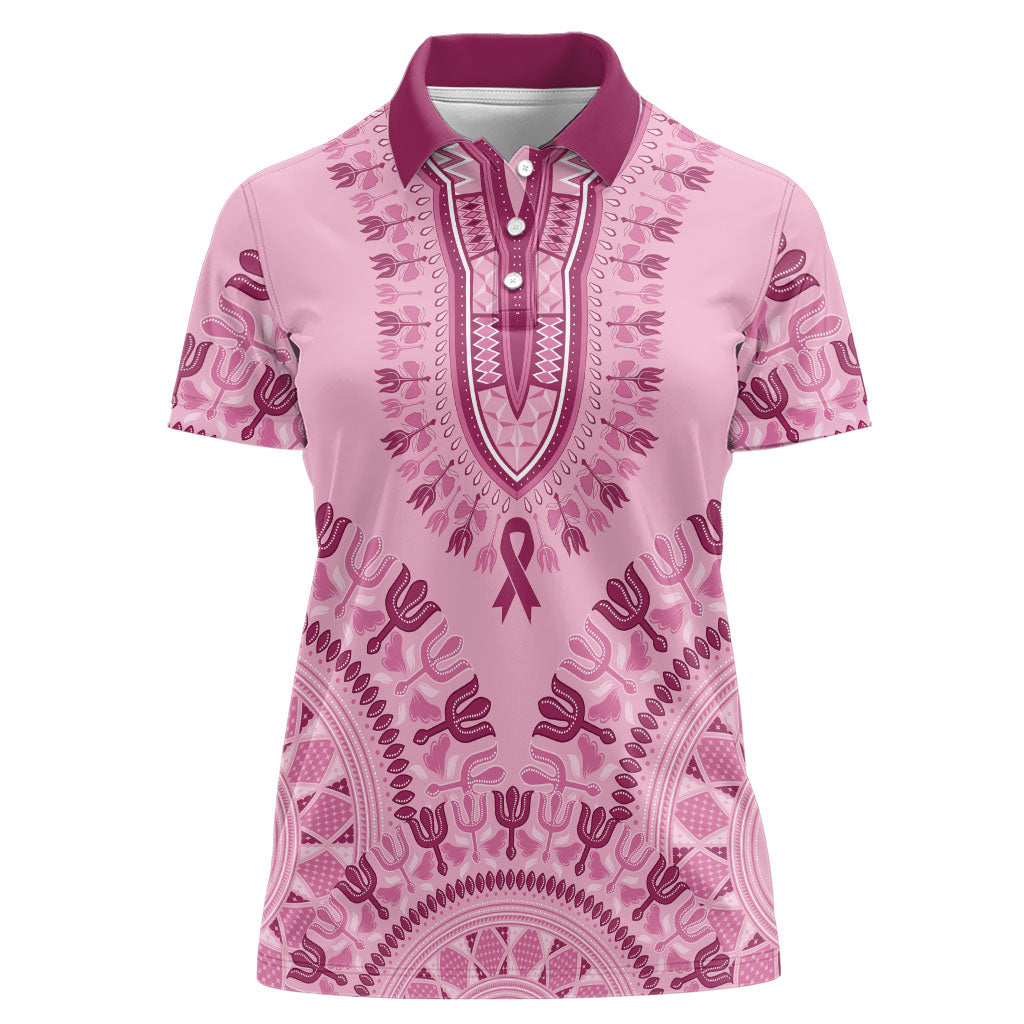 Dashiki Glamorous Pink Women Polo Shirt Breast Cancer Fighter
