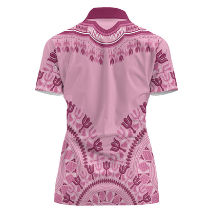 Dashiki Glamorous Pink Women Polo Shirt Breast Cancer Fighter