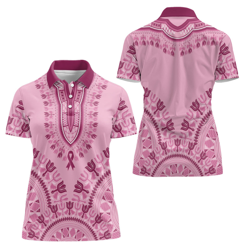 Dashiki Glamorous Pink Women Polo Shirt Breast Cancer Fighter