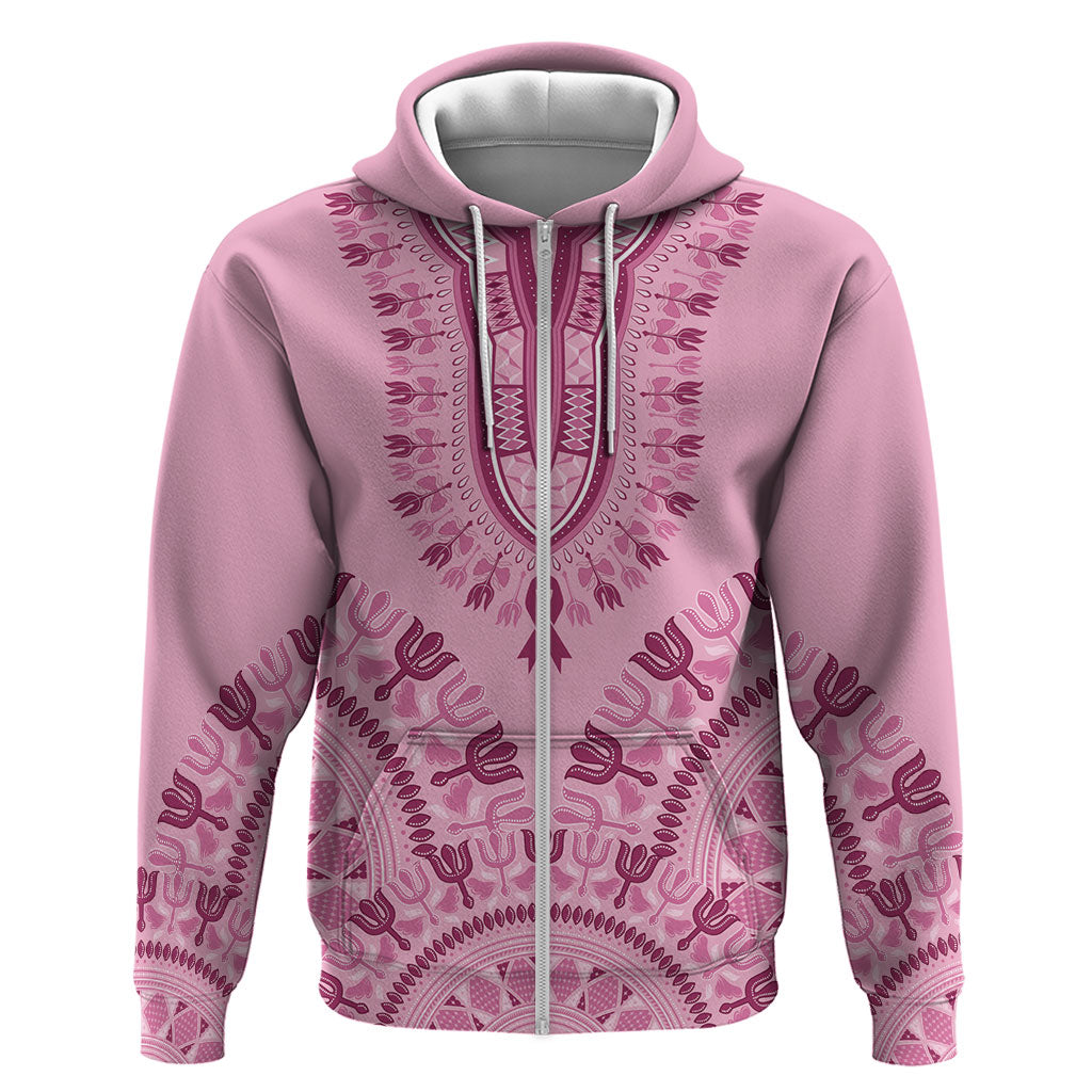 Dashiki Glamorous Pink Zip Hoodie Breast Cancer Fighter