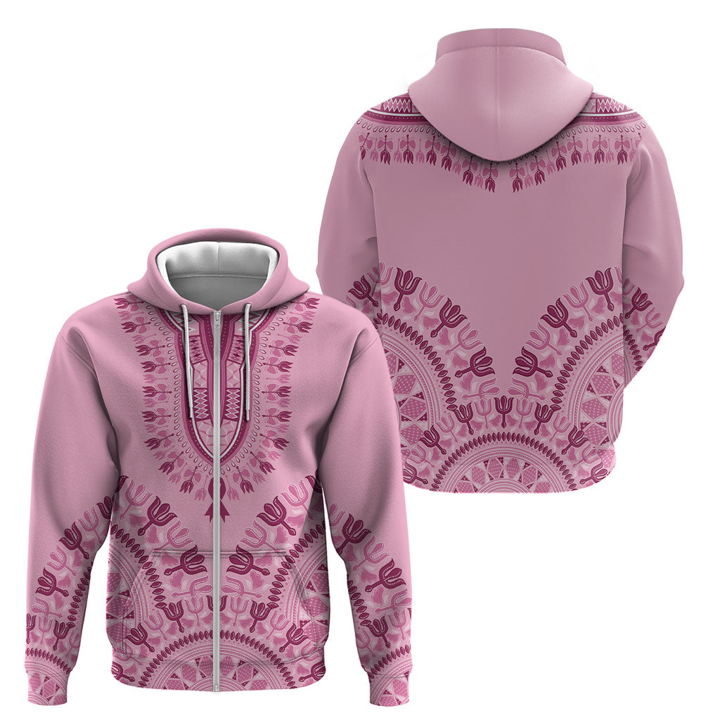 Dashiki Glamorous Pink Zip Hoodie Breast Cancer Fighter